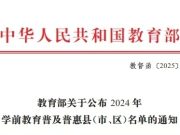 江苏32地入选2024年学前教育普及普惠县（市、区）